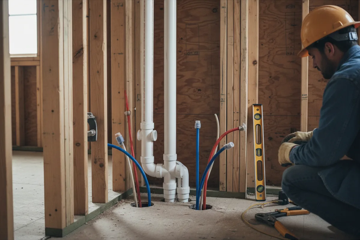 Drain and supply rough-in during Leak Detection in Lick Creek