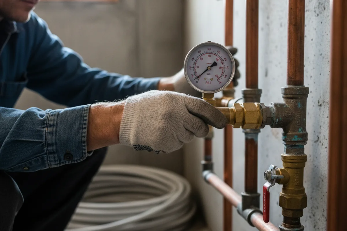 Pressure testing a repaired line during Water Line Repair in Lick Creek